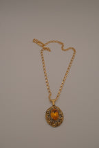 Vintage Amber stone gold necklace