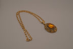 Vintage Amber stone gold necklace