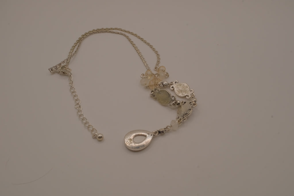 Vintage Avon silver-toned "Goddess" teardrop lariat Y-drop necklace