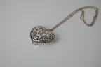 Open work filigree heart pendant necklace