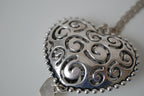 Open work filigree heart pendant necklace