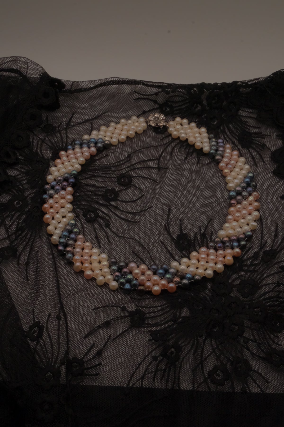 Vintage multi-strand twisted freshwater pearl choker necklace