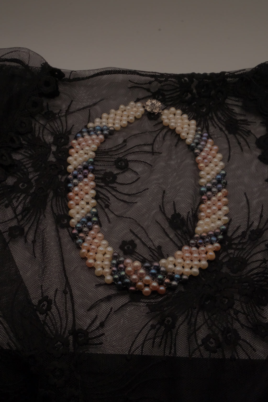 Vintage multi-strand twisted freshwater pearl choker necklace