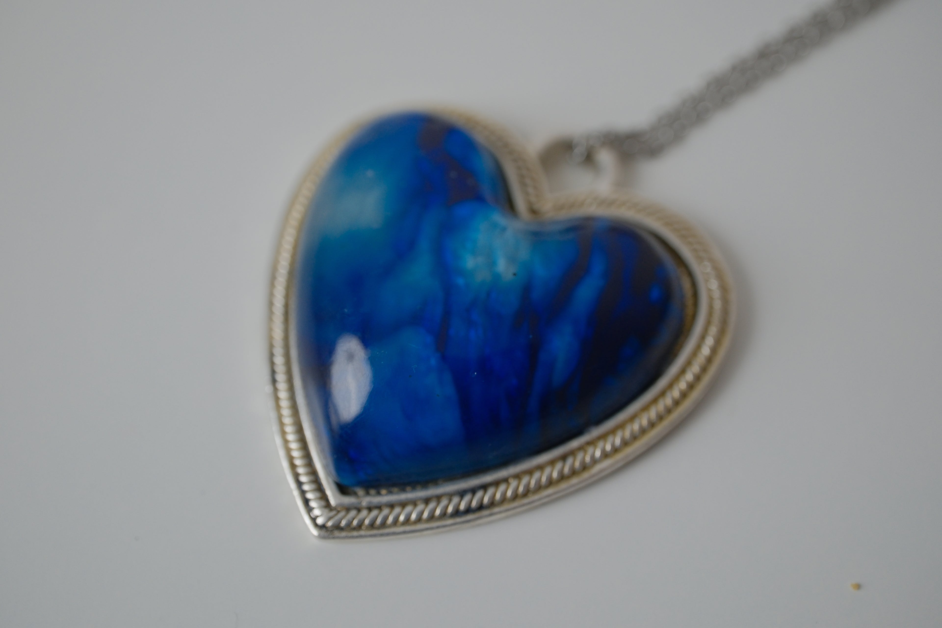Blue heart pendant necklace