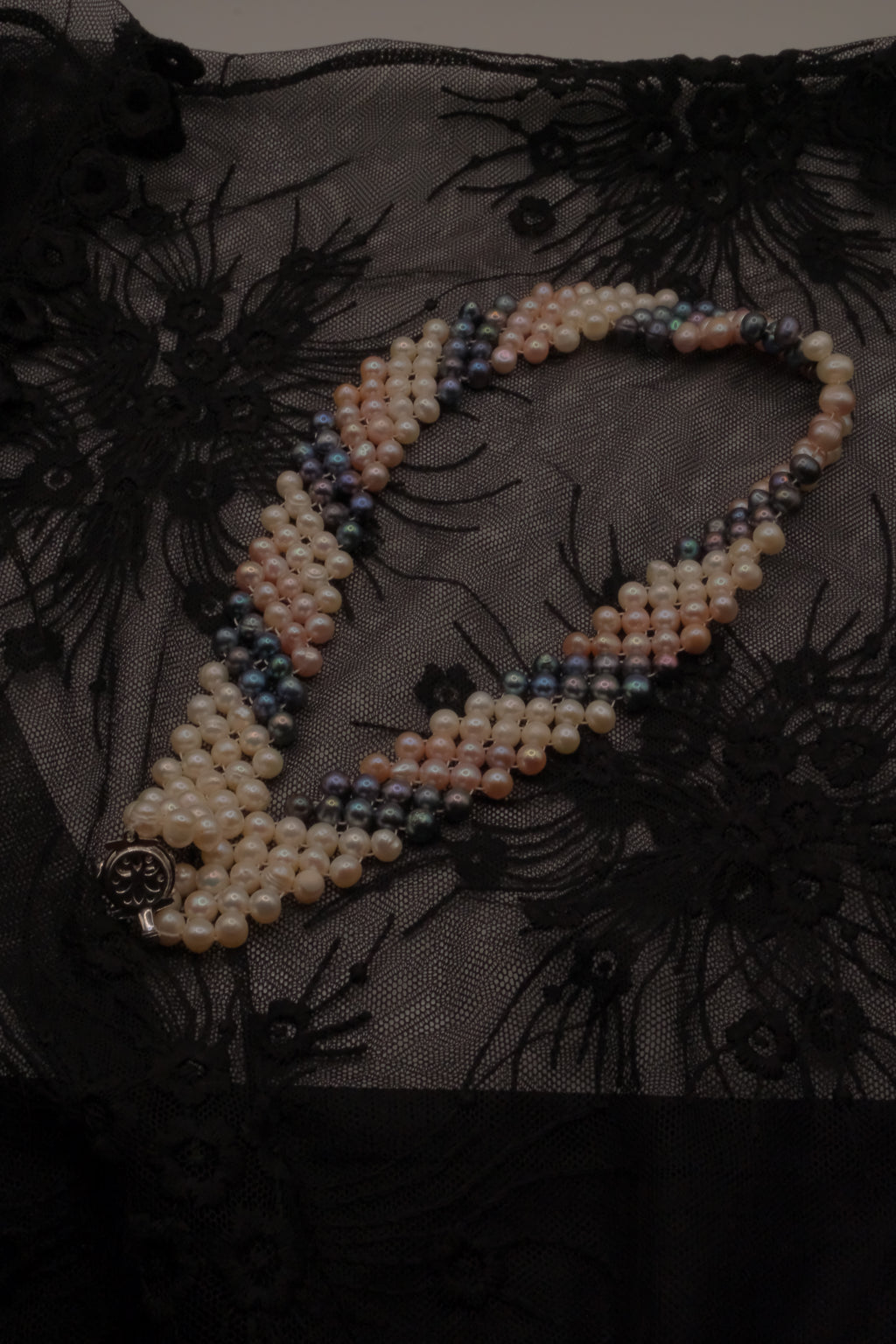 Vintage multi-strand twisted freshwater pearl choker necklace