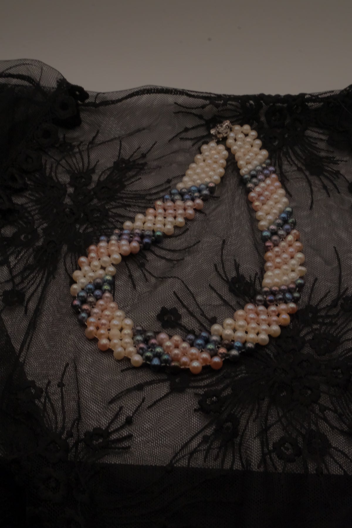 Vintage multi-strand twisted freshwater pearl choker necklace