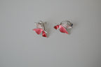 Pink enamel butterfly stud earrings