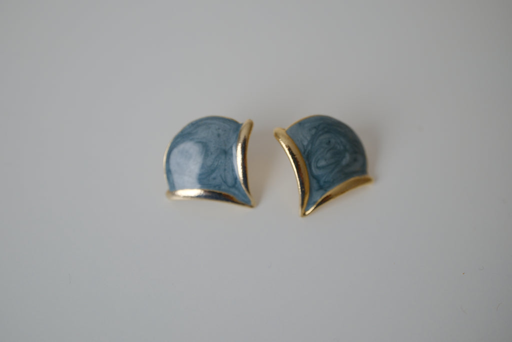 Vintage blue enamel stud earrings