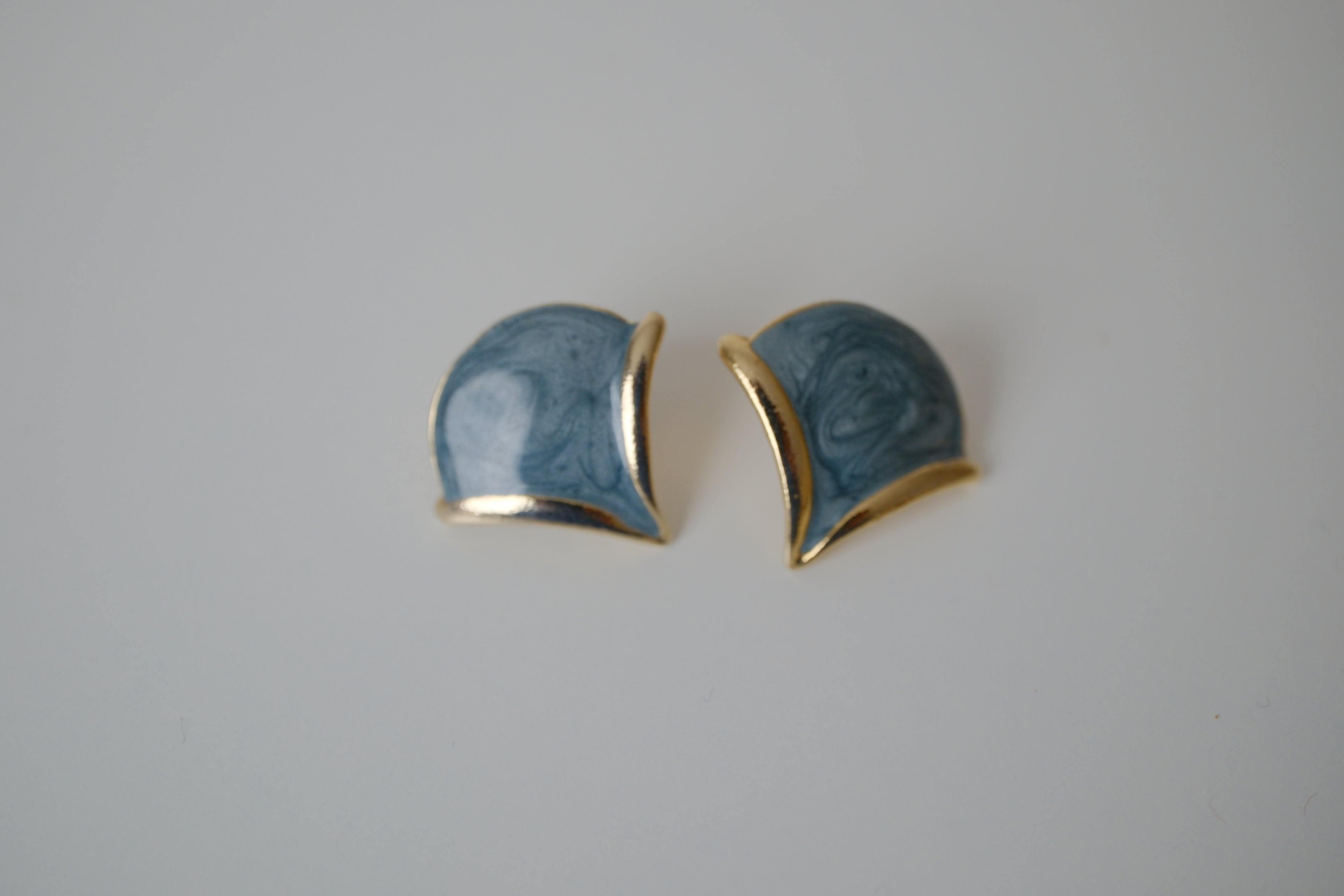 Vintage blue enamel stud earrings