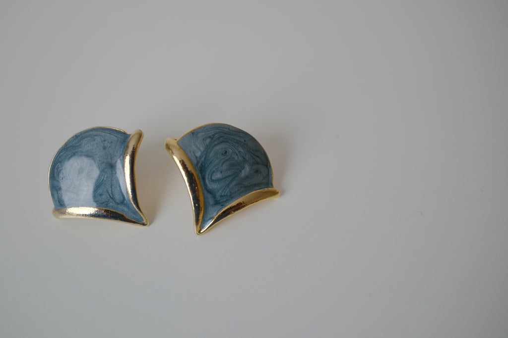 Vintage blue enamel stud earrings