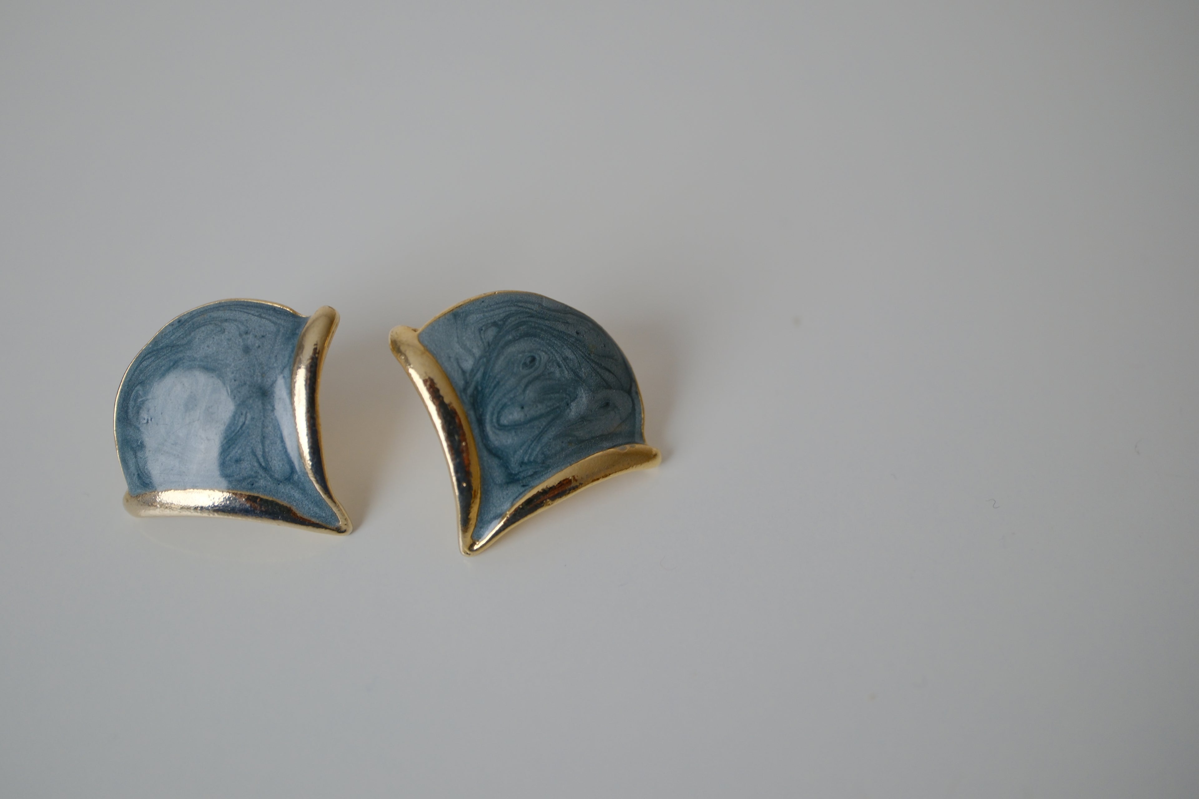 Vintage blue enamel stud earrings