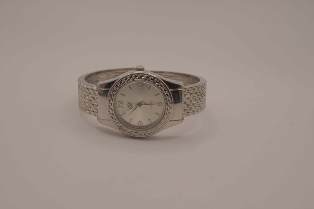 Women's silver-tone fashion cuff watch