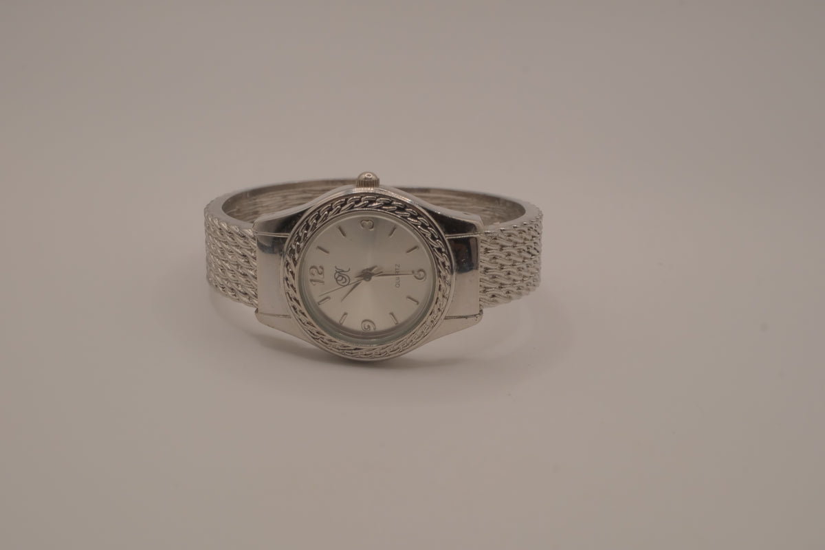 Women's silver-tone fashion cuff watch