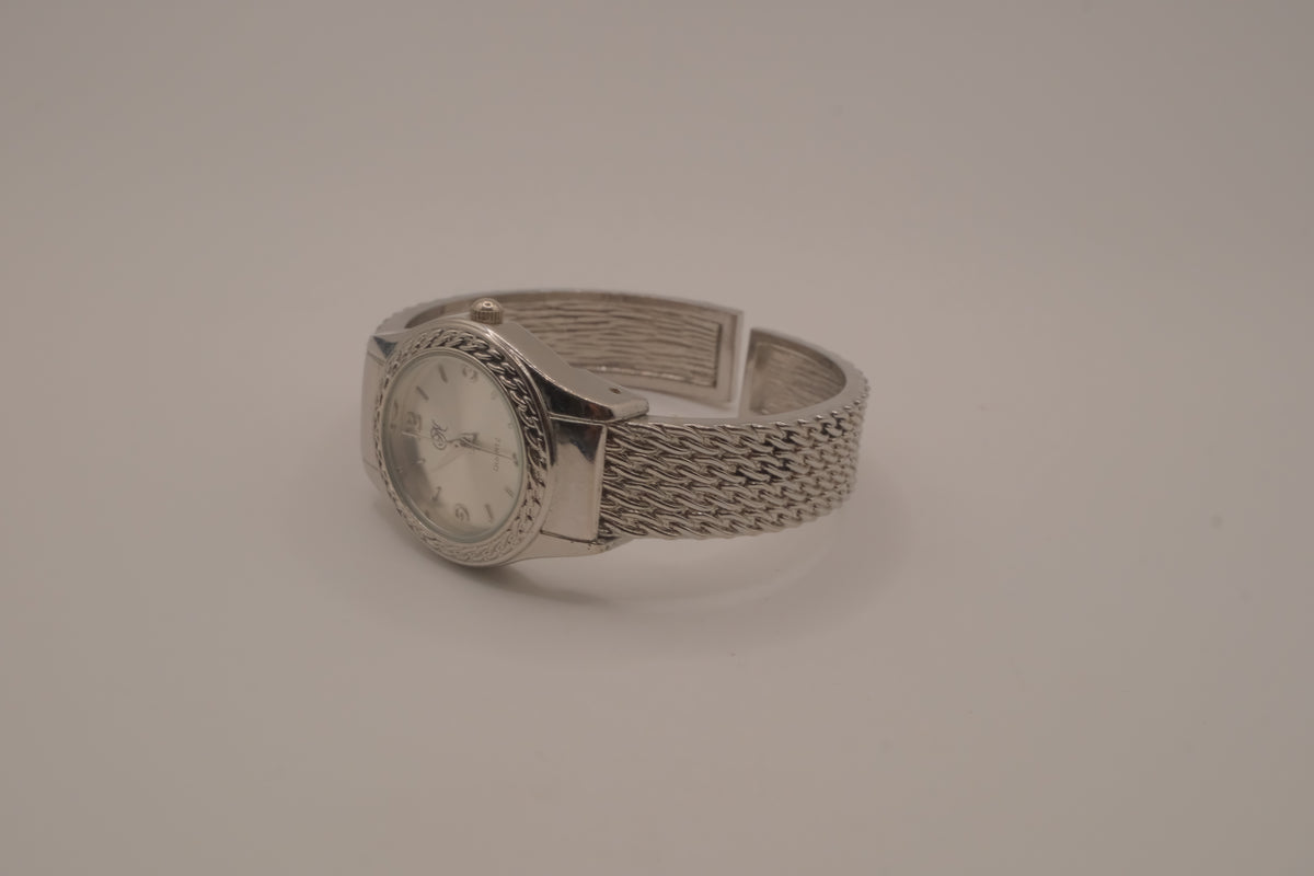 Women's silver-tone fashion cuff watch