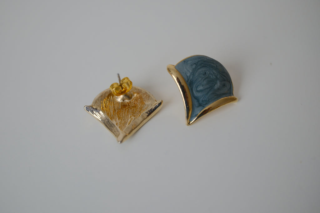 Vintage blue enamel stud earrings