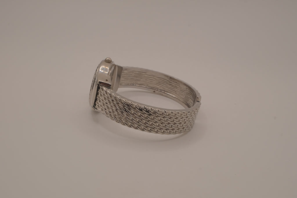 Women's silver-tone fashion cuff watch