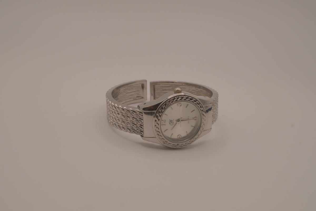 Women's silver-tone fashion cuff watch