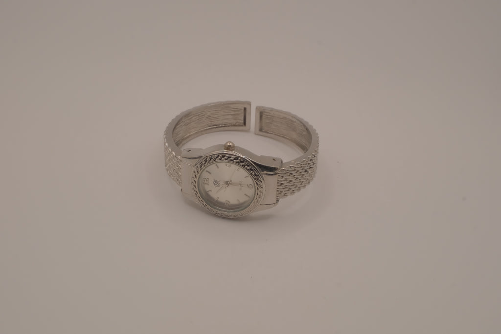 Women's silver-tone fashion cuff watch