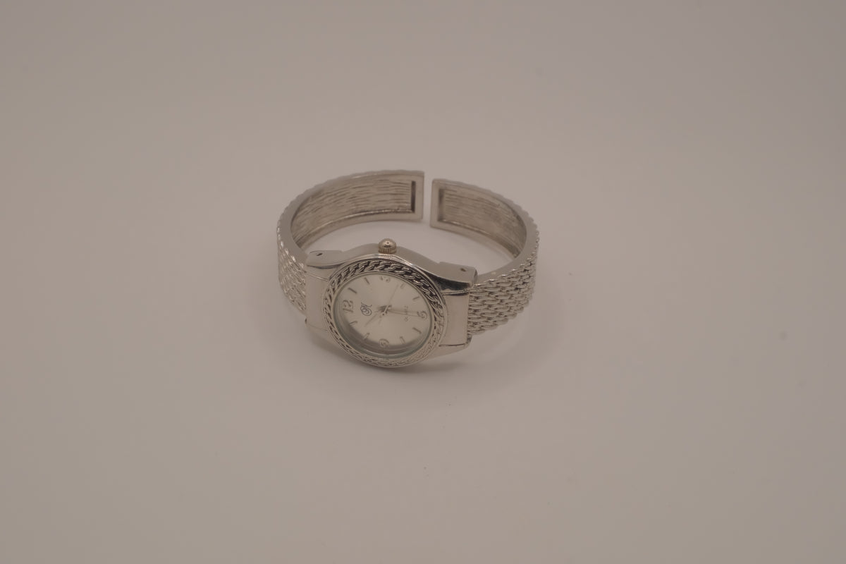 Women's silver-tone fashion cuff watch