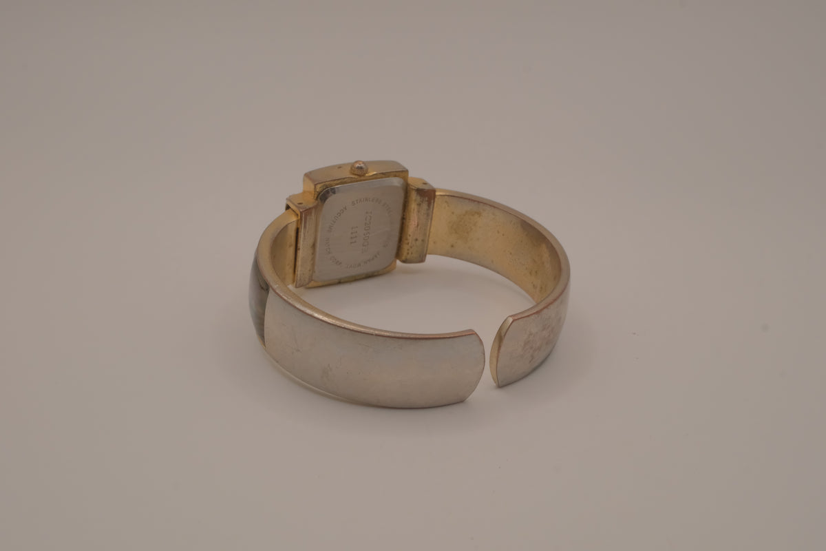 Abalone shell mixed tone cuff watch