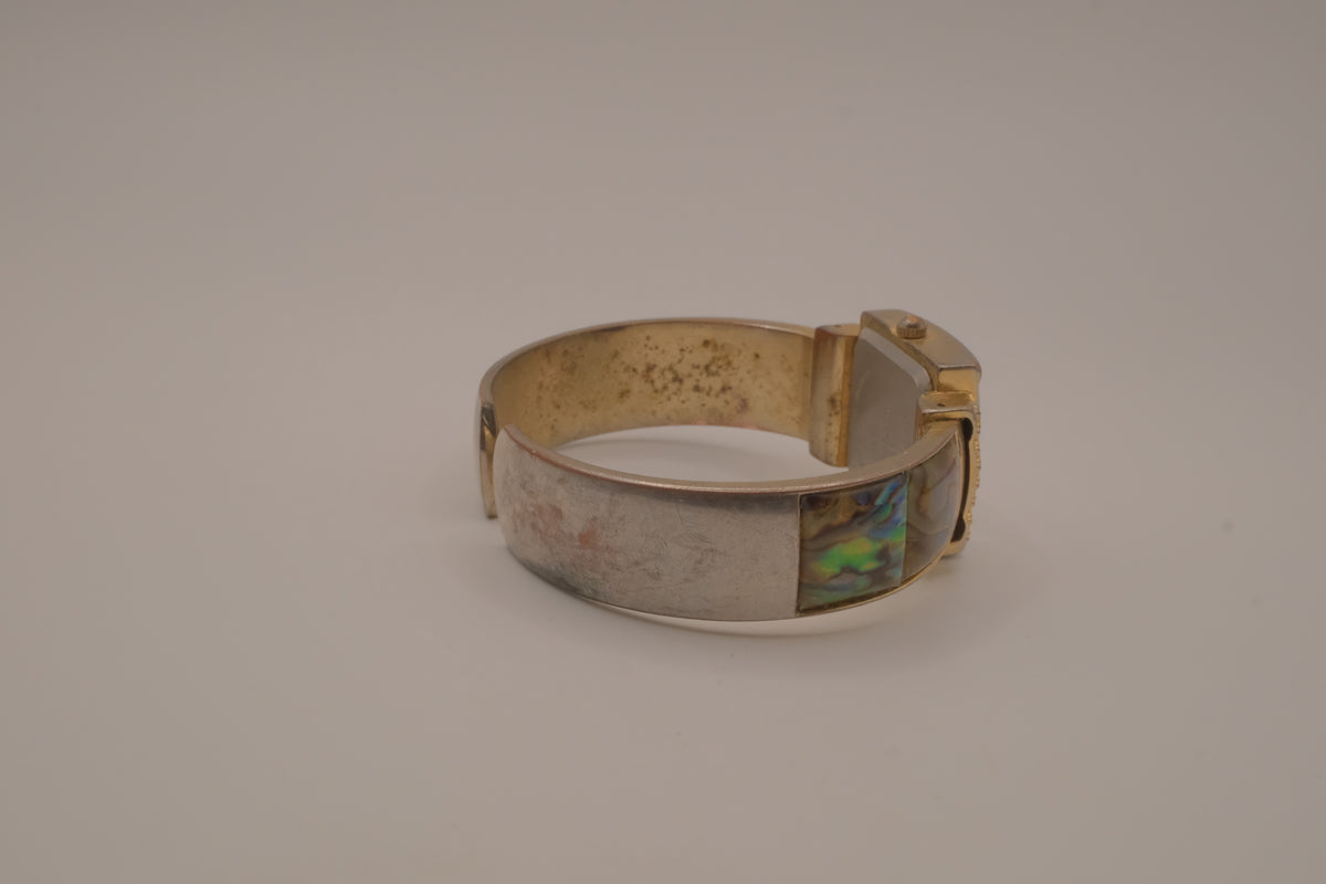 Abalone shell mixed tone cuff watch