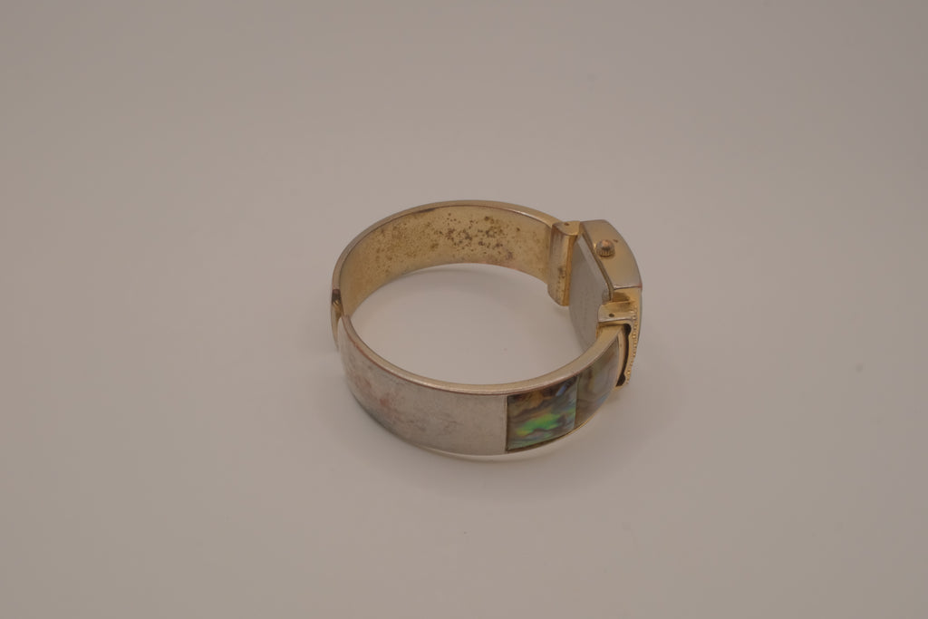 Abalone shell mixed tone cuff watch