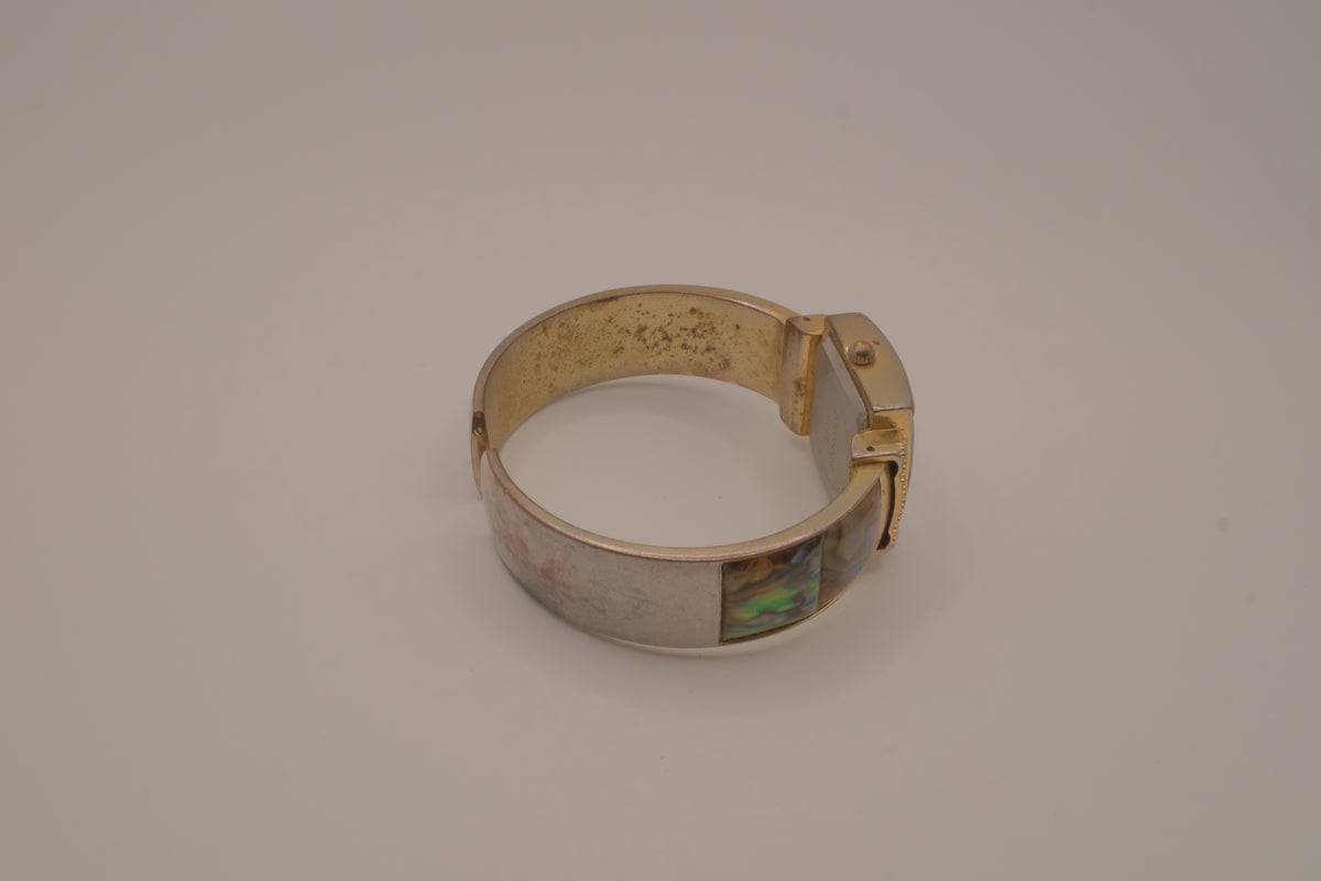 Abalone shell mixed tone cuff watch