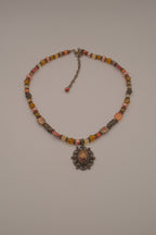 Earthy-toned beaded choker necklace&nbsp;