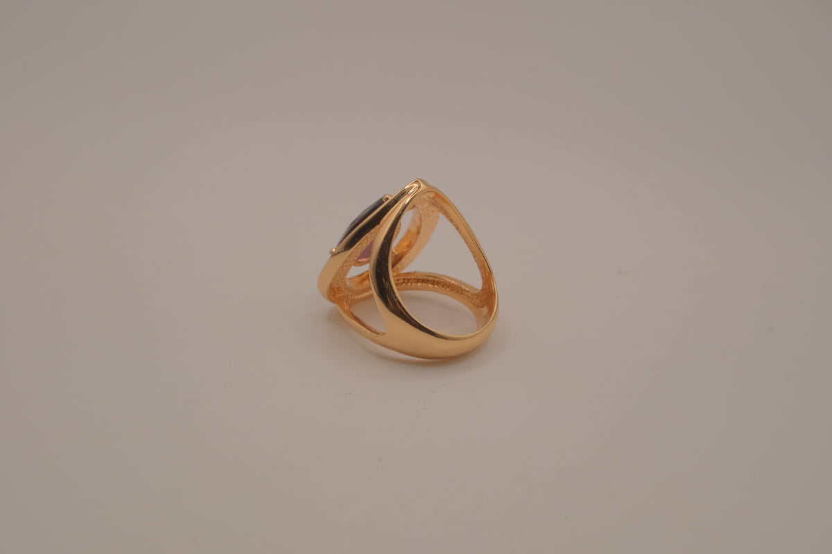 NVC (Nataliya V. Collister) goldtone purple cubic zirconia cocktail ring