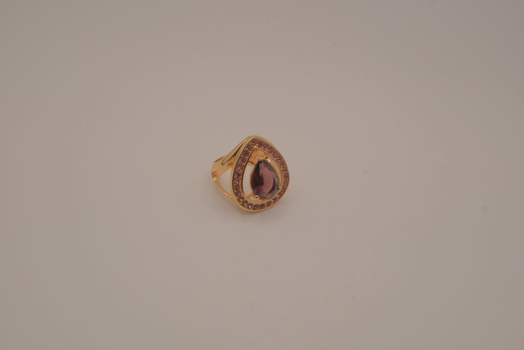 NVC (Nataliya V. Collister) goldtone purple cubic zirconia cocktail ring