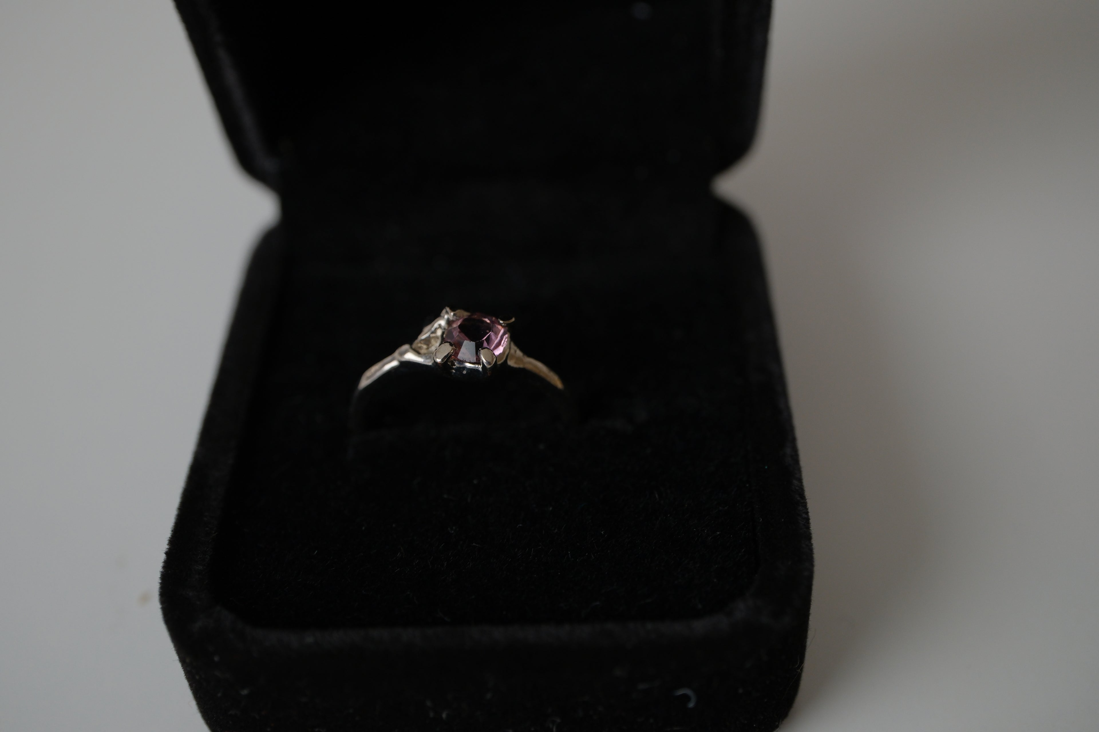 Twisted Leaf & Pink stone ring