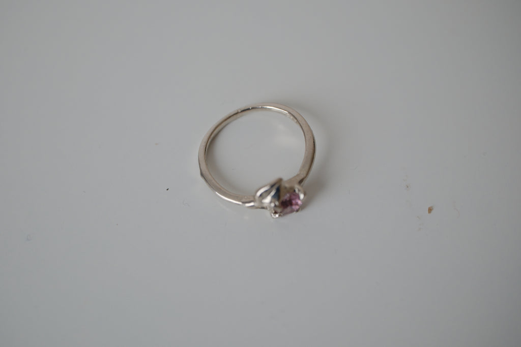 Twisted Leaf & Pink stone ring