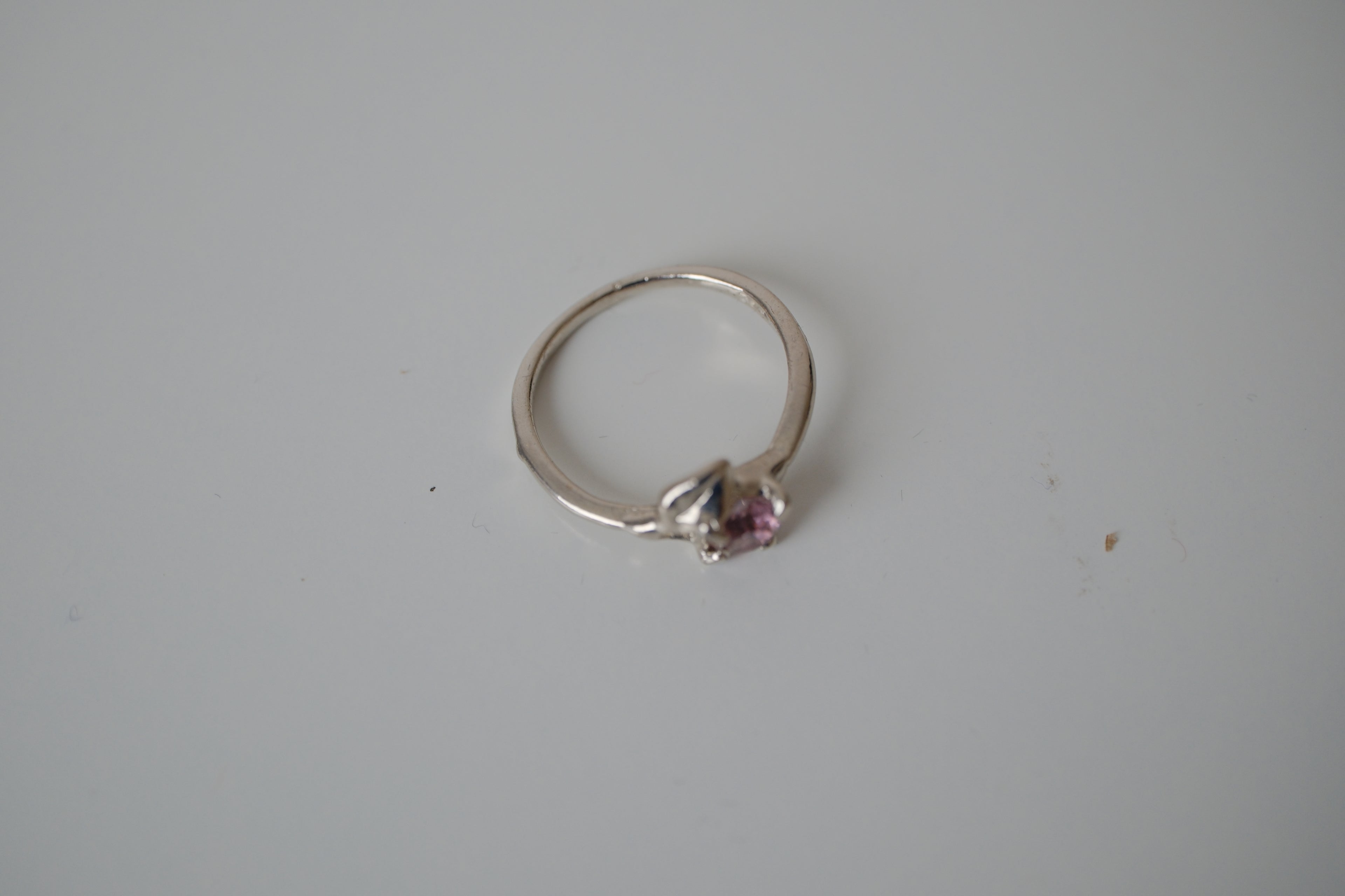 Twisted Leaf & Pink stone ring
