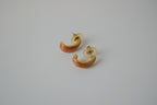 Vintage orange and gold enamel stud earring