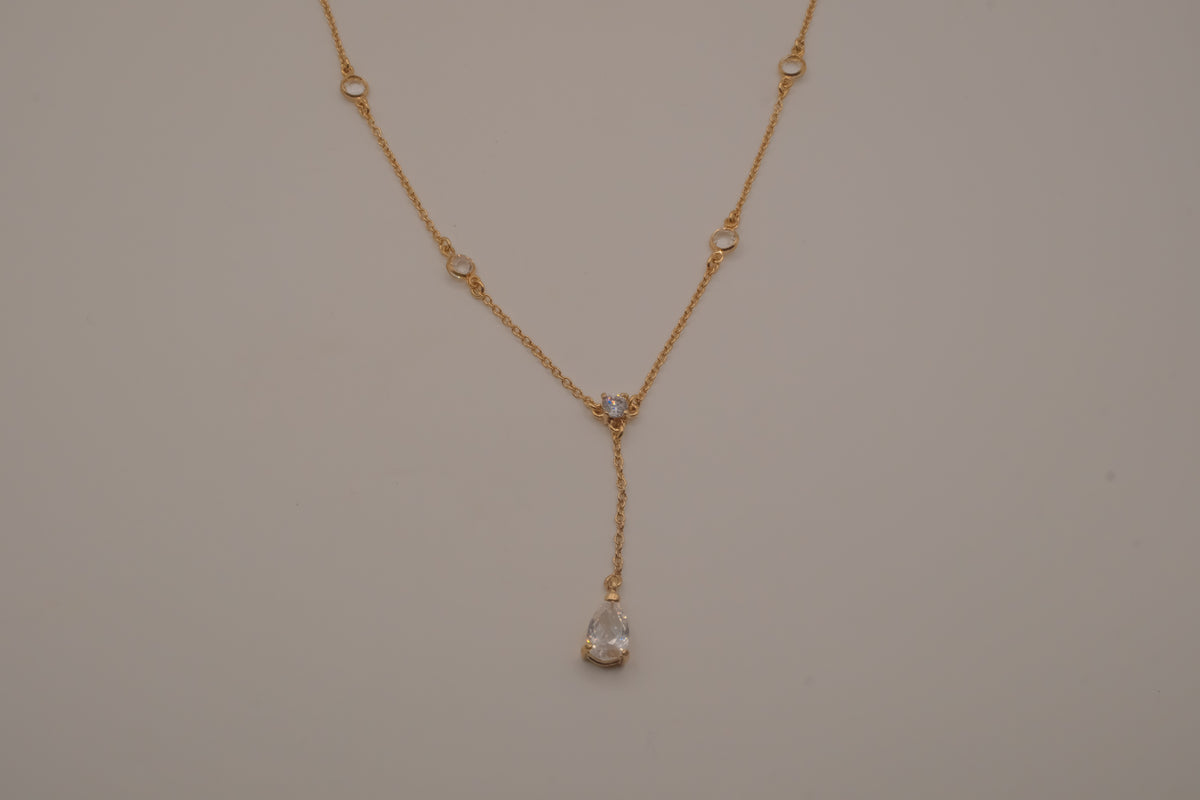 Vintage Avon crystal Y-drop lariat necklace
