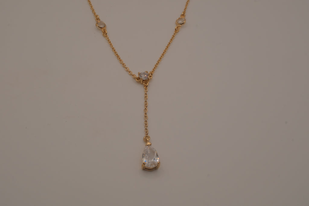 Vintage Avon crystal Y-drop lariat necklace