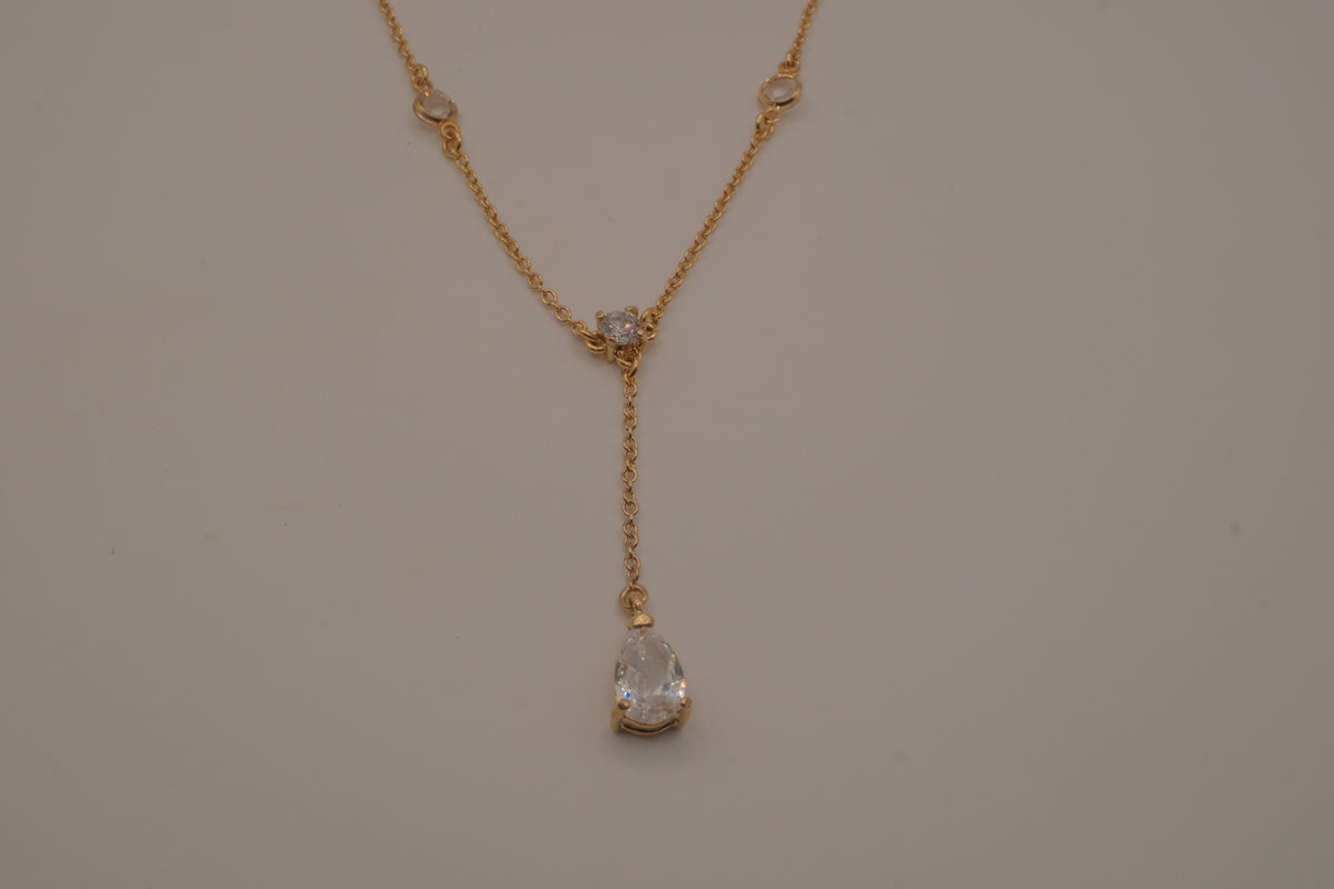 Vintage Avon crystal Y-drop lariat necklace