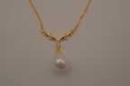 Gold deer antler pearl pendant necklace