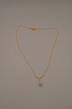 Gold deer antler pearl pendant necklace