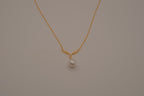 Gold deer antler pearl pendant necklace