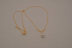 Gold deer antler pearl pendant necklace