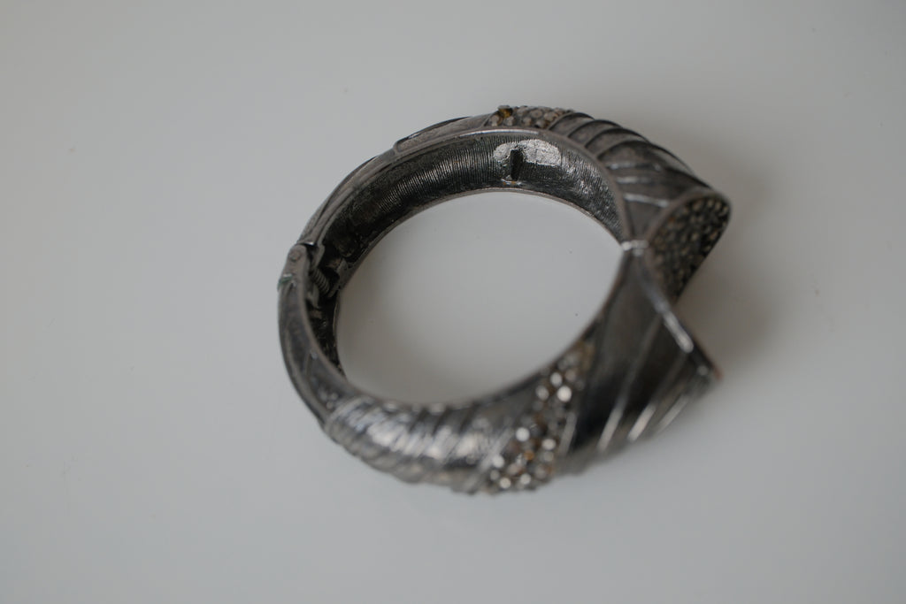 Vintage Dark Metal hinged cuff bracelet