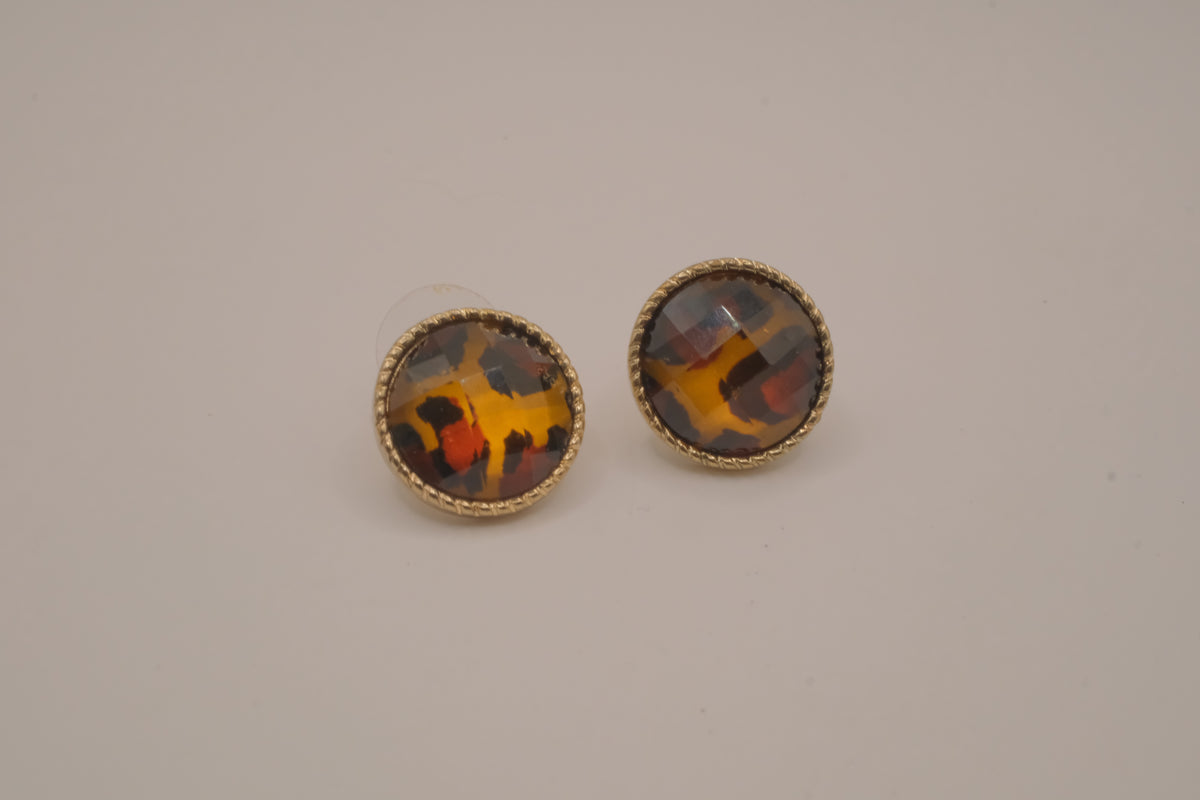 Vintage Avon faux tortoiseshell button stud earrings