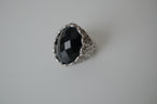 Vintage oversize Silver toned Black statement ring