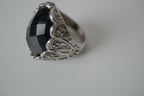 Vintage oversize Silver toned Black statement ring