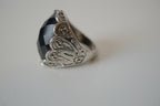 Vintage oversize Silver toned Black statement ring
