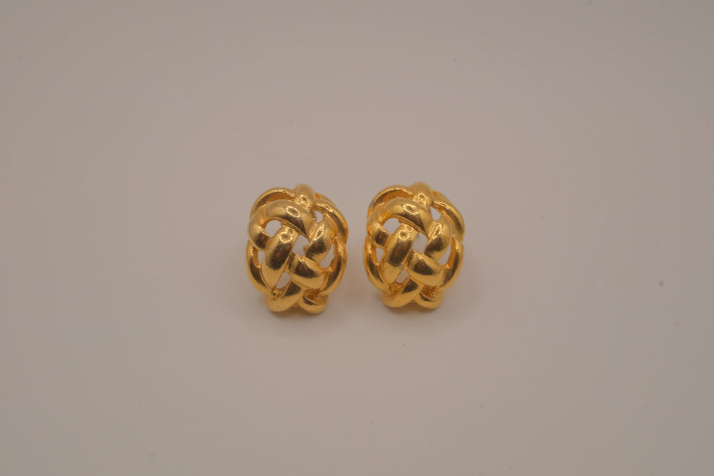 Vintage gold woven knot earrings