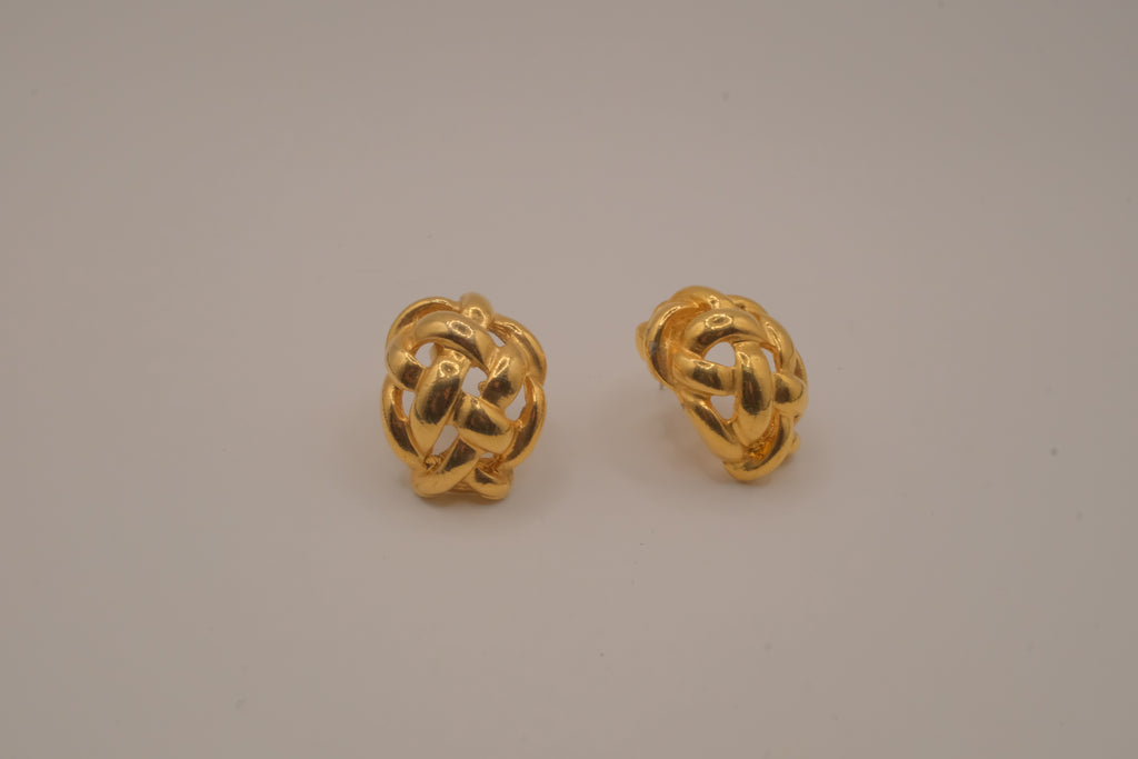 Vintage gold woven knot earrings