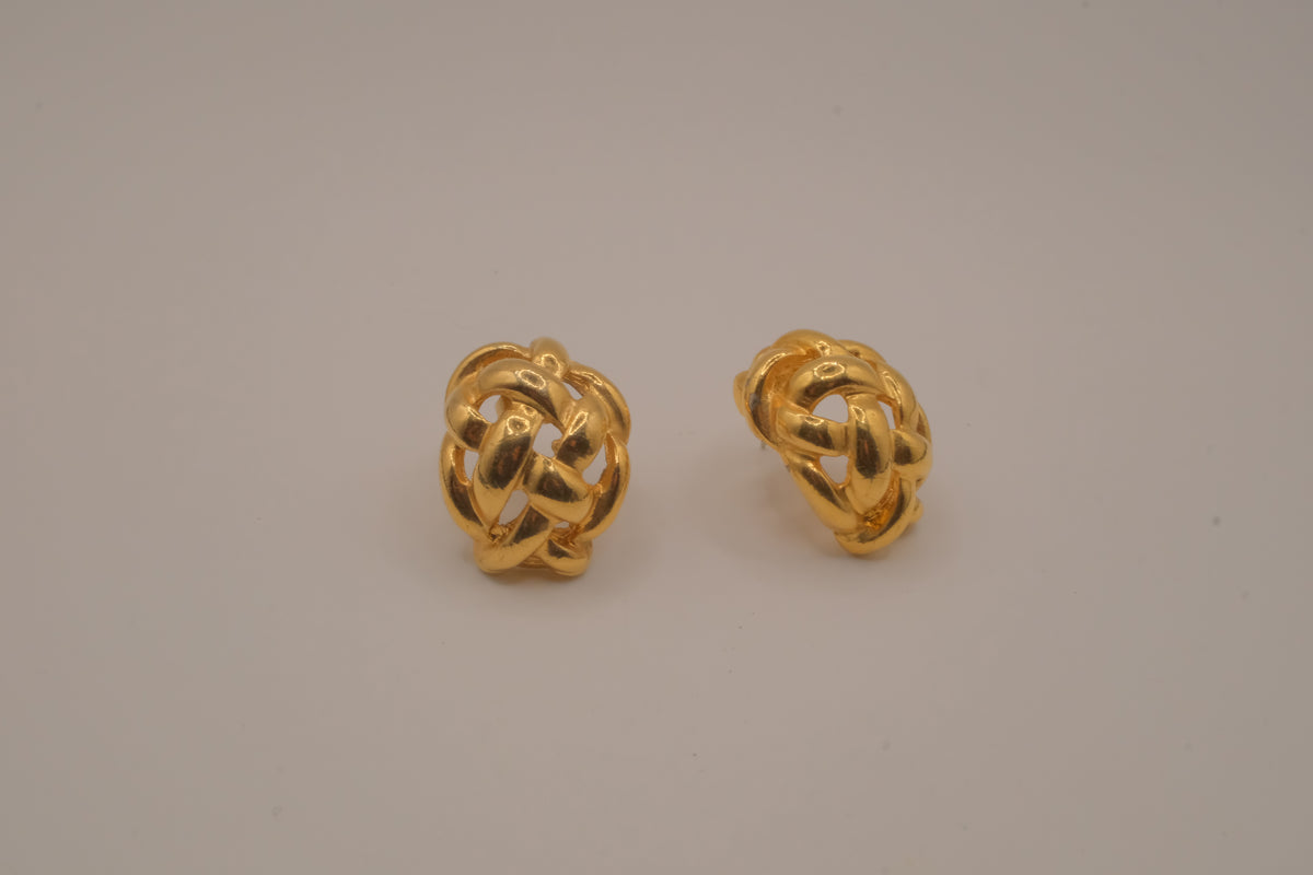 Vintage gold woven knot earrings