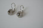 Champagne hue silver-tone leverback earrings